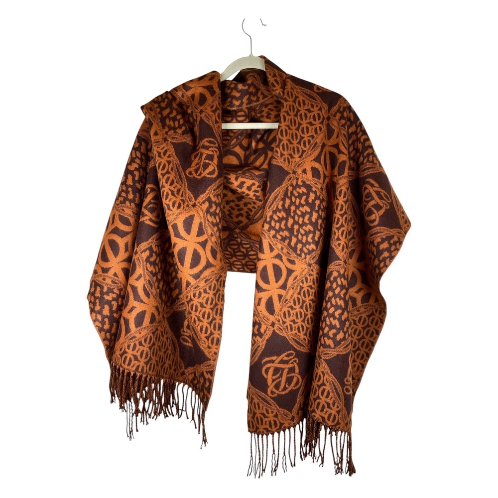 Vintage Louis Quatorze Scarf Wrap Womens Chestnut Brown Excellent Crest Monogram